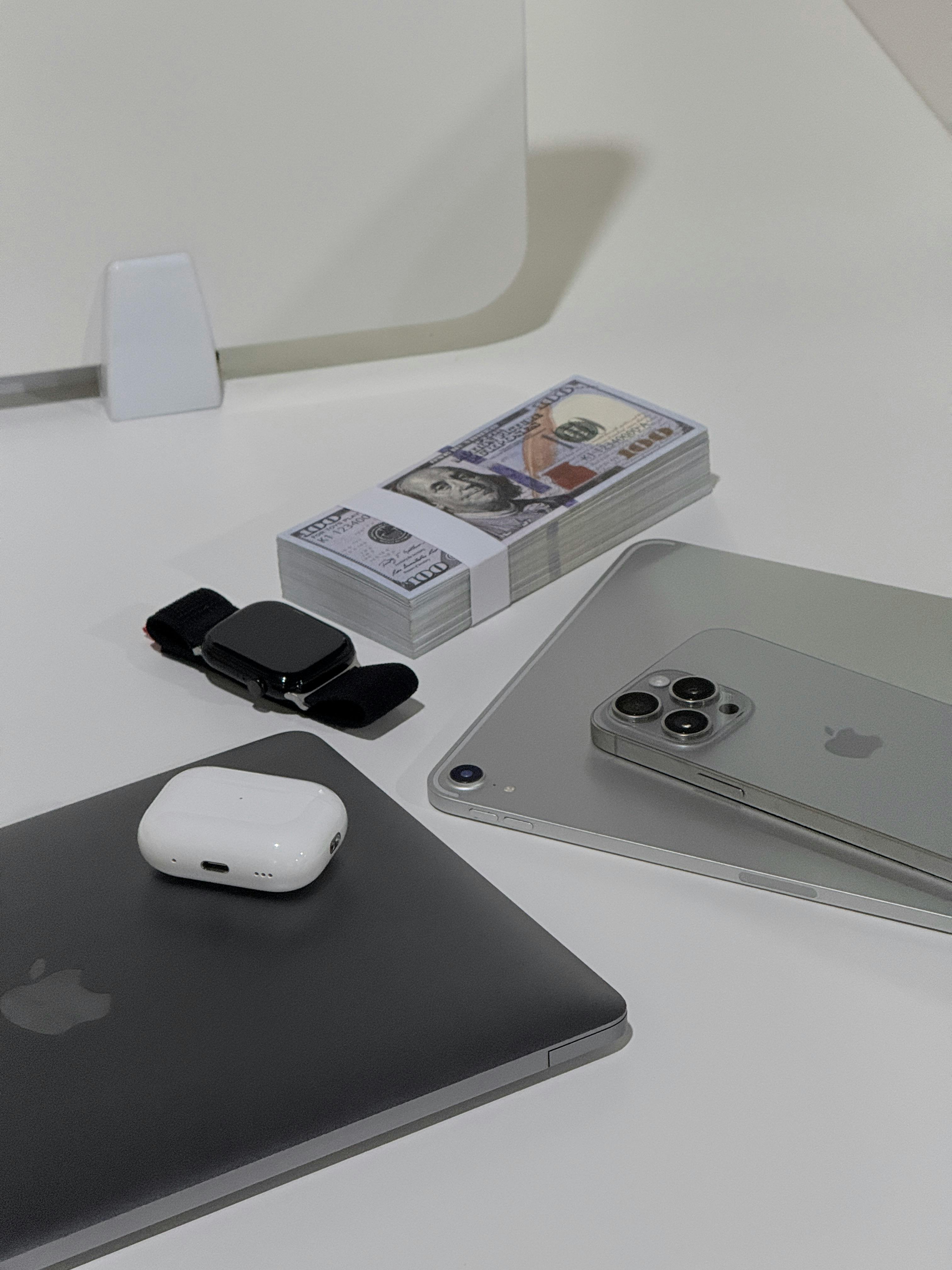 Cash and tech gadgets